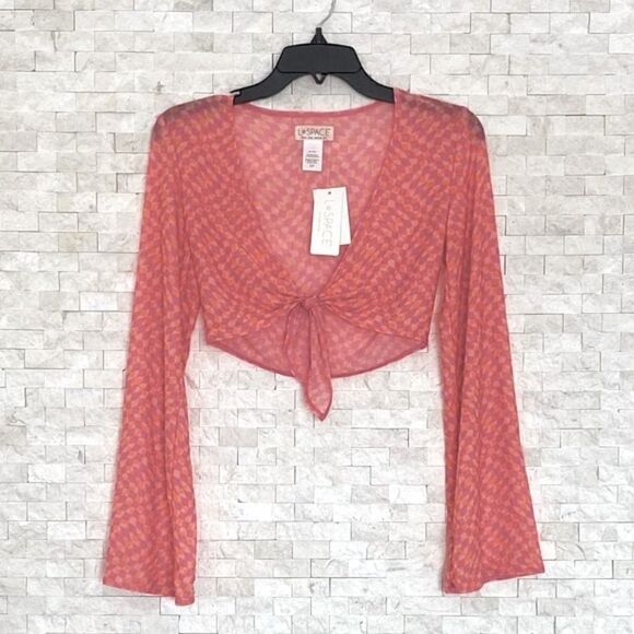 L*Space Pink/Orange Bandera Tie Crop Top Swimsuit Coverup. Size Small. New! NWT - Picture 4 of 9